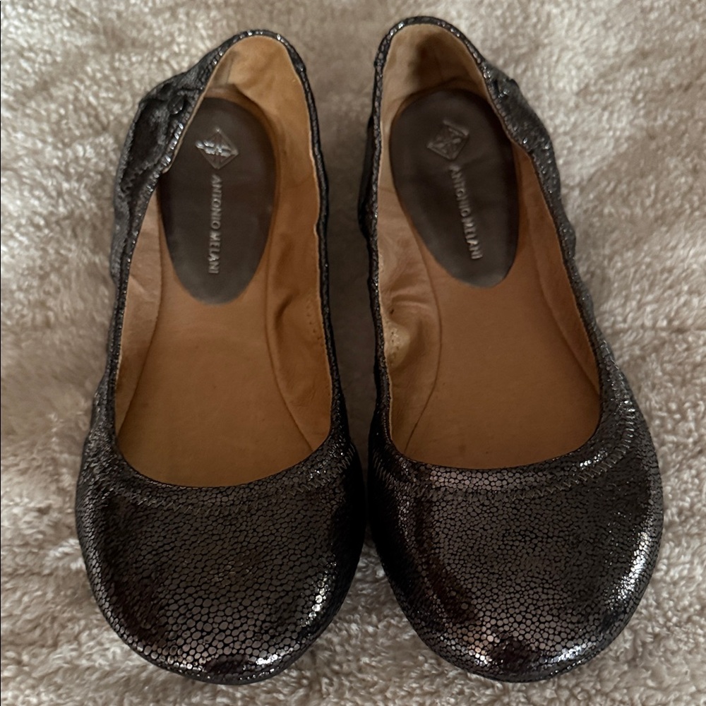 ANTONIO MELANI Shimmering Black Flats